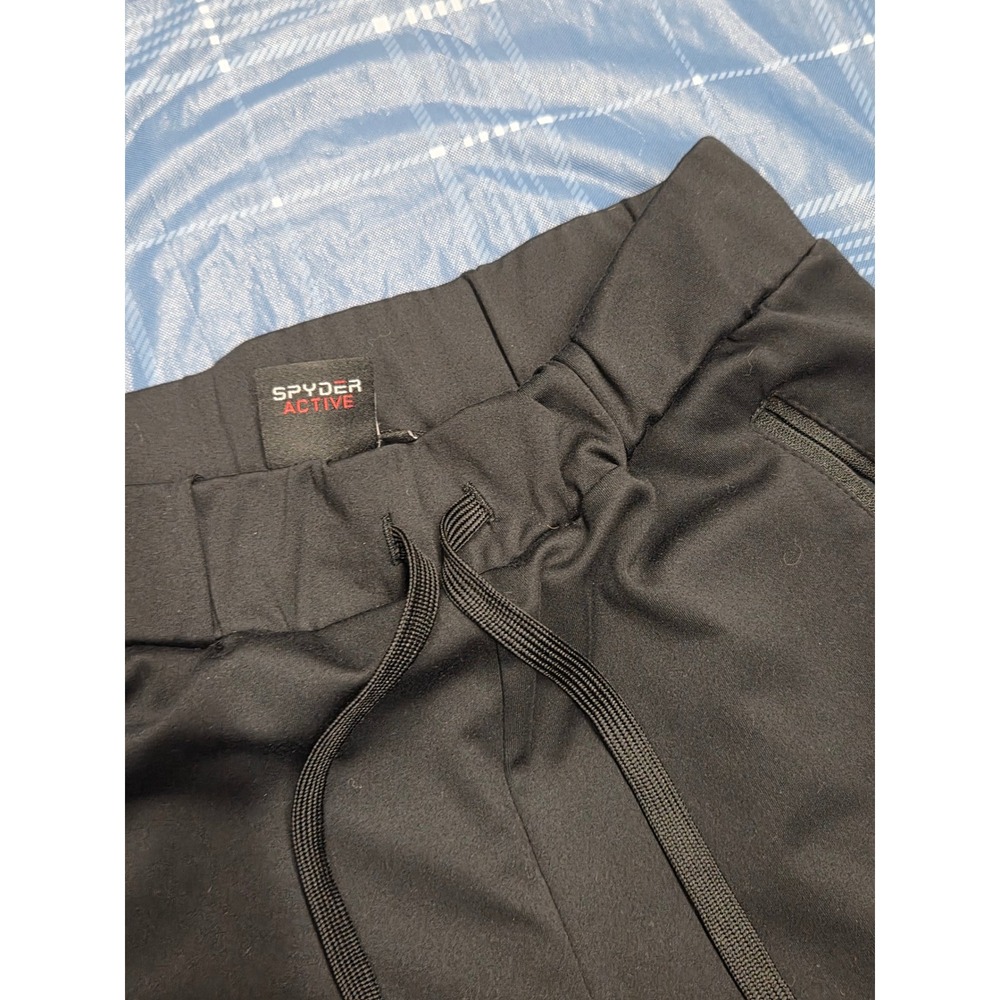 Spyder Active Mens Black Jogger Pants Small‎ Drawstring Zipper Pockets Athletic